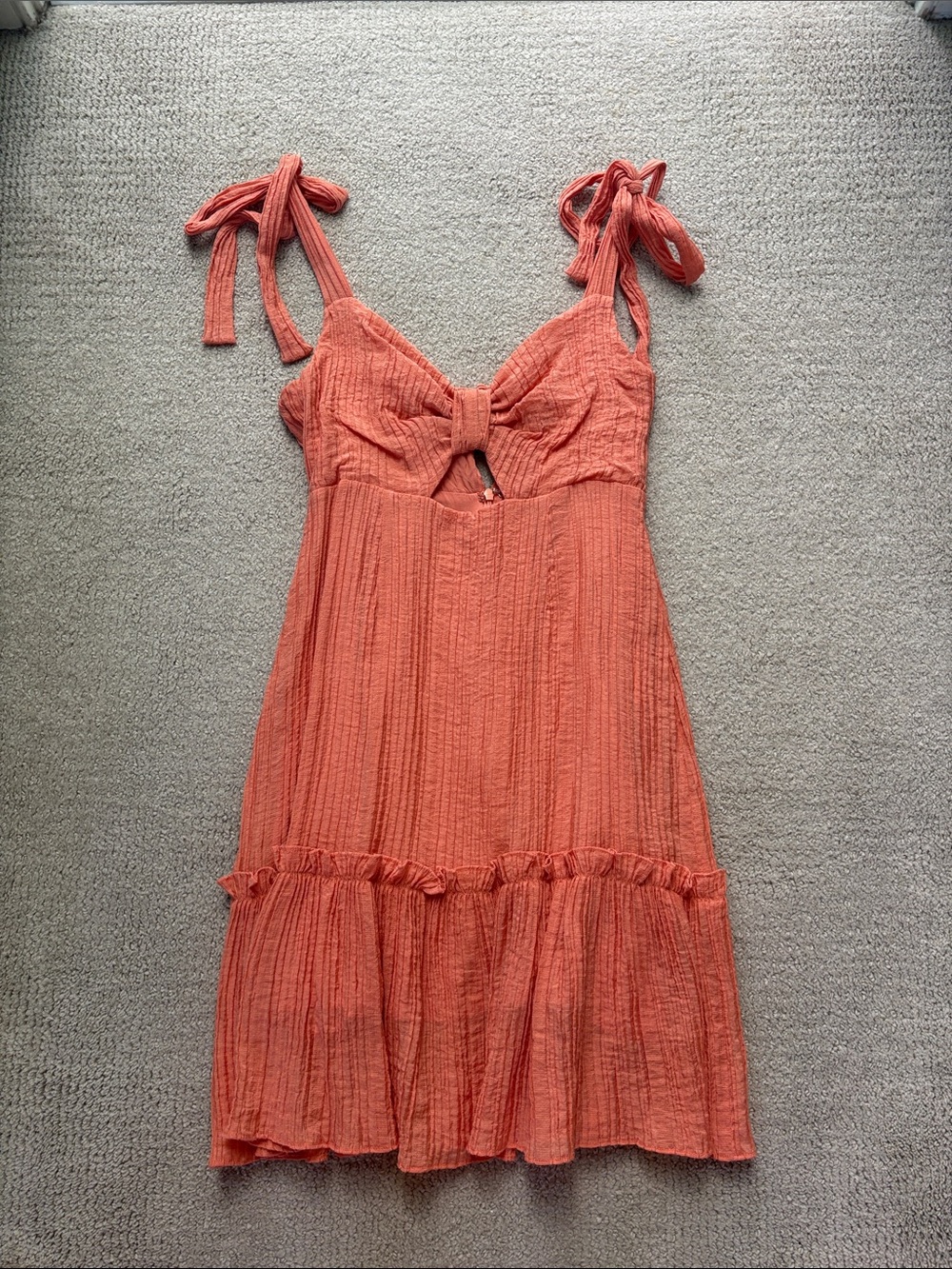 MINKPINK Coral Tie-Shoulder Mini Dress